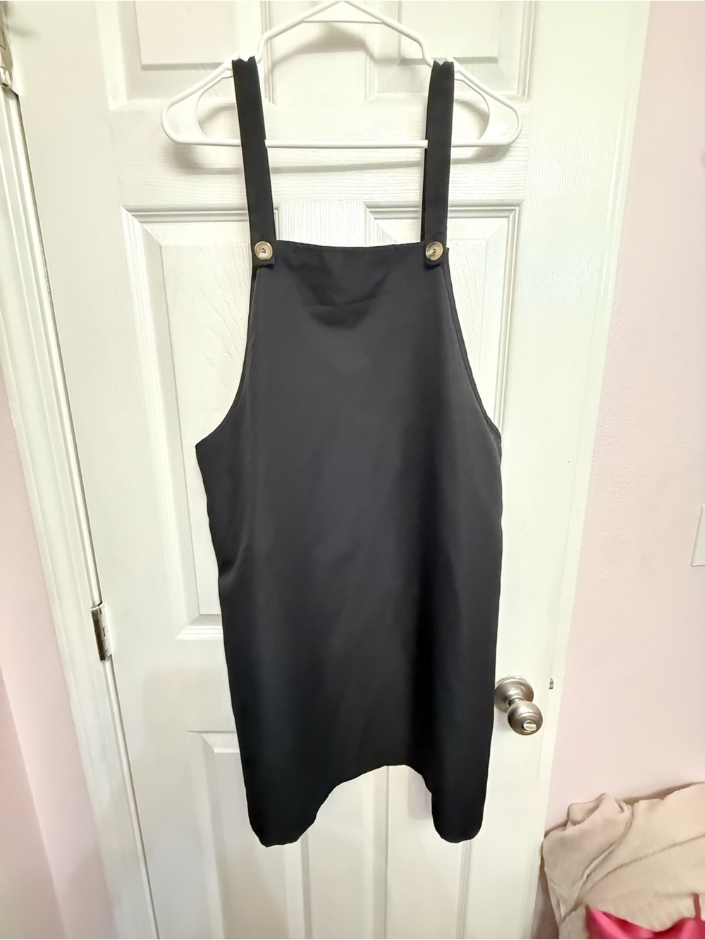 SHEIN Black Pinafore Dress with Button Straps